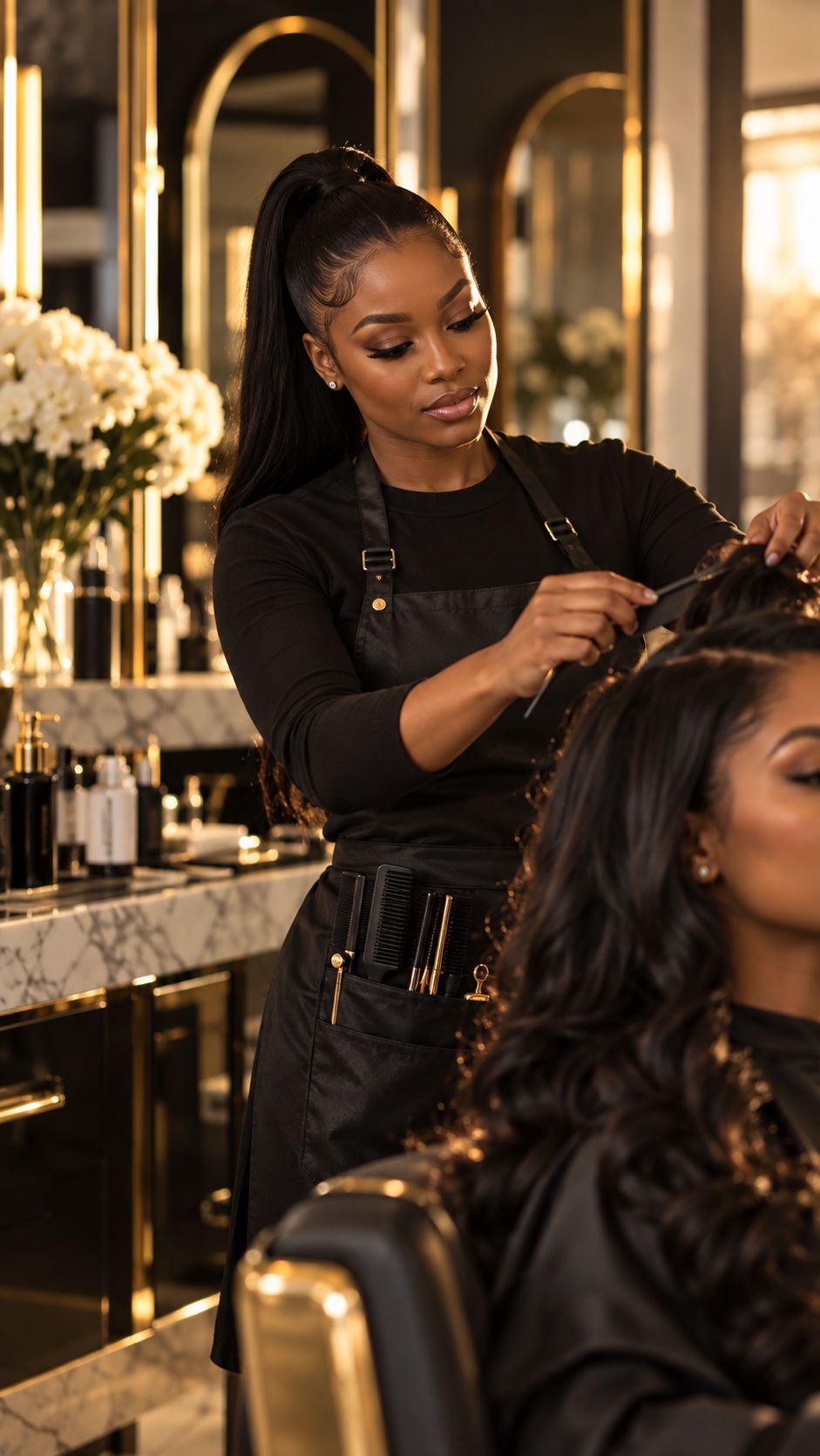 A beauty professional at work in her studio